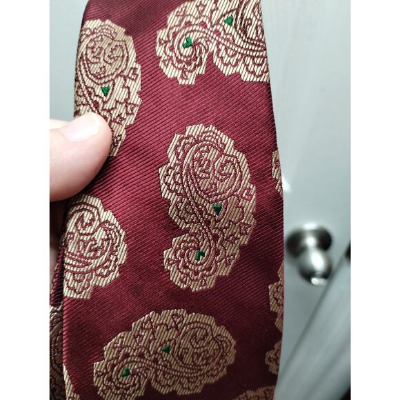 Lot of 2 Vintage Polo Ralph Lauren Red Silk Ties Paisley Geometric Prints - Picture 5 of 6